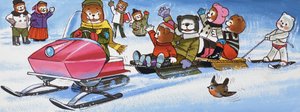 Teddys mit Schneemobil