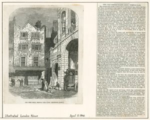 Temple Bar, London. Altes Bulk-Geschäft, Altes Fischgeschäft von English School