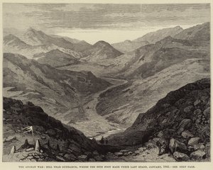 Der Afghanische Krieg, Hügel bei Gundamuk, wo das 44. Fußregiment seinen letzten Stand machte, Januar 1842 (Gravur) von English School