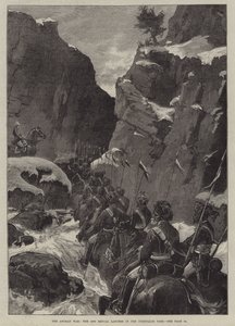 Der Afghanische Krieg, die 10. Bengalischen Lanzenreiter im Jugdulluk-Pass (Gravur) von English School