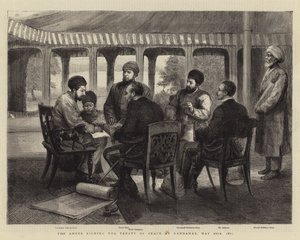 Der Ameer unterzeichnet den Friedensvertrag in Gandamak, 26. Mai 1879 von English School