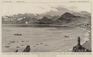 Die Angherite-Rebellion in Marokko, die Kämpfe zwischen den kaiserlichen Truppen und den Rebellen, gesehen von Tanger (Gravur)