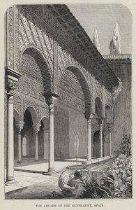 Die Arkade des Generalife, Spanien (Gravur) von English School