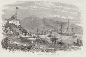 Die Ankunft des britischen Flaggschiffs Calcutta bei den Bogue-Forts von English School