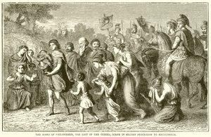 Die Asche von Philopoimen, dem letzten der Griechen, in feierlicher Prozession nach Megalopolis getragen von English School