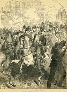 Der Versuch, König Louis Philippe von Frankreich zu ermorden, Illustration aus Cassells Illustrated History of England, 1857-1858