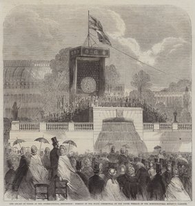 Die Preisverleihung bei der Internationalen Ausstellung, Teil der Staatszeremonie auf der oberen Terrasse der Gärten der Horticultural Society von English School