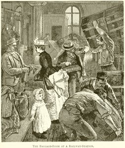 Der Gepäckraum an einem Bahnhof von English School