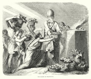 Der Korb der Erstlingsfrüchte (Gravur) von English School