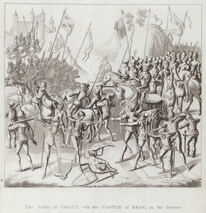 Die Schlacht von Crécy, mit dem Schloss Broc in der Ferne