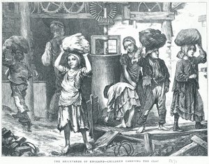 Die Ziegeleien Englands, Kinder tragen den Ton, 1871 von English School