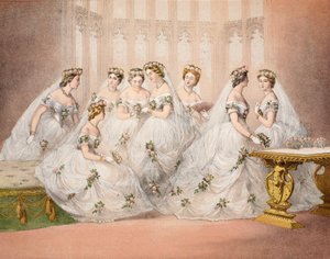 Die Brautjungfern, 10. März 1863, aus Ein Gedenkbuch zur Hochzeit von Edward VII. und Alexandra von Dänemark, veröffentlicht 1864
