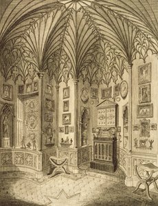 Das Kabinett, graviert von T. Morris, aus der Beschreibung von Strawberry Hill von Horace Walton, 1784