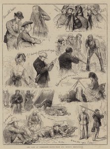 Das Lager in Wimbledon, Blätter aus dem Skizzenbuch unseres Künstlers (Gravur) von English School