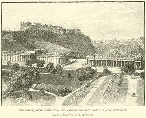 Das Schloss, Royal Institution und Nationalgalerie, vom Scott-Denkmal von English School