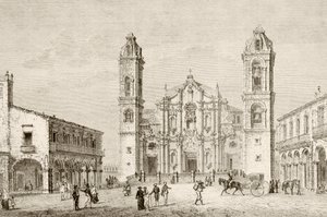 Die Kathedrale in Havanna, Kuba (Lithografie)