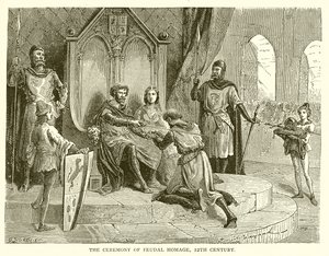 Die Zeremonie des feudalen Huldigung, 12. Jahrhundert von English School