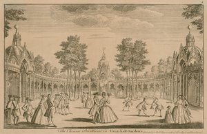 Die chinesischen Pavillons in den Vauxhall-Gärten, London von English School