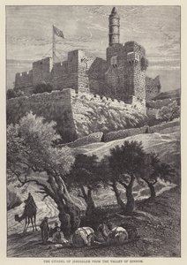 Die Zitadelle von Jerusalem vom Tal Hinnom (Gravur) von English School