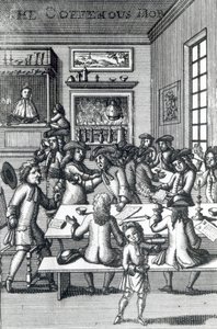 Der Kaffehaus-Mob, von Edward Ward, aus Vulgus Britannicus, 1710