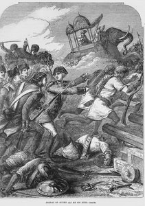 Die Niederlage von Hyder Ali durch Sir Eyre Coote im Jahr 1781 von English School