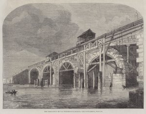 Der Abriss der alten Westminster-Brücke (Gravur) von English School
