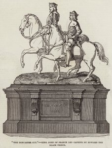 "Der Doncaster-Pokal", König Johann von Frankreich von Edward dem Schwarzen Prinzen gefangen geführt (Stich) von English School