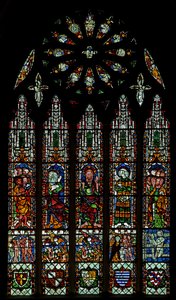 Das Jüngste Gericht: Christus, Jungfrau Maria, Johannes der Täufer (Rosettenfenster - innen) von English School