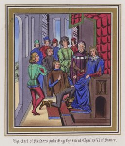 Der Graf von Flandern bittet um die Hilfe von Karl VI. von Frankreich von English School