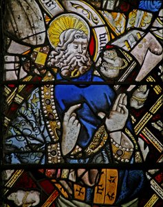 Ostfenster (Ew) mit Darstellung eines Propheten (komposite Figur) - mit farbigem Glas von English School