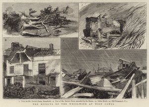 Die Auswirkungen des Wirbelsturms in West Cowes (Gravur)