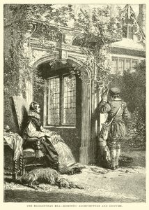 Die elisabethanische Ära, häusliche Architektur und Kostüme von English School