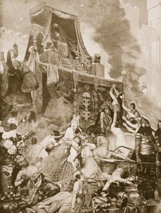 Der Fall von Ninive, Illustration aus Hutchinsons Geschichte der Nationen, ca. 1910-15 von English School