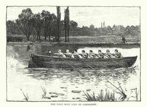 Das erste Boot, das von Cambridge benutzt wurde (Gravur) von English School