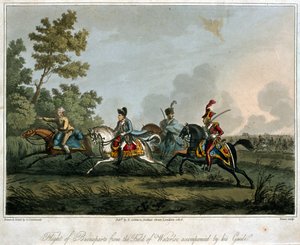 Die Flucht von Bonaparte (1769-1821) vom Schlachtfeld von Waterloo im Jahr 1815, 1817 (Aquatinta)