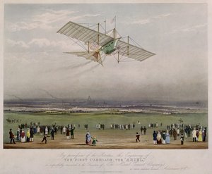 Die Flugmaschine, die Ariel, nach Entwürfen von W.S. Henson im Jahr 1842, veröffentlicht von Ackermann & Co., 1843