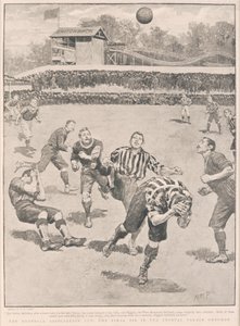 Der Fußballverbandspokal - Das Endspiel auf dem Gelände des Crystal Palace, 1895 von English School