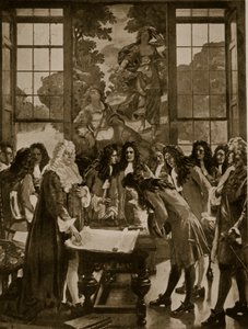 Die Gründung der Bank von England, 1694, Illustration aus Hutchinsons Geschichte der britischen Nation, ca. 1923 von English School
