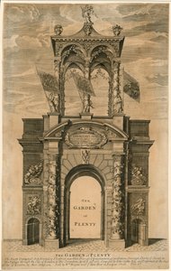 Der Garten des Überflusses; Triumphbogen in der Fleet Street, nahe Whitefriars, London von English School