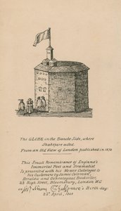 Das Globe Theatre, Bankside, London, basierend auf einer alten Ansicht von London, veröffentlicht 1579
