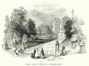 Die große Kaskade, Chatsworth (Stich) von English School