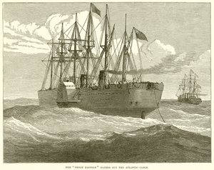 Die Great Eastern verlegt das Atlantikkabel von English School
