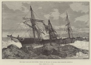 Der große Sturm und Schneesturm, Wrack der Bucht von Panama, nahe Falmouth von English School