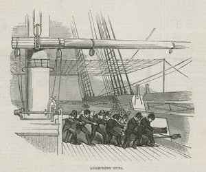 Die Greenwich Royal Hospital Schulen; Übung mit Kanonen von English School