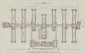 Das Herbert Hospital, Woolwich, Grundriss des Erdgeschosses (Gravur)