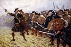 Die Highlander in der Schlacht von Prestonpans von English School