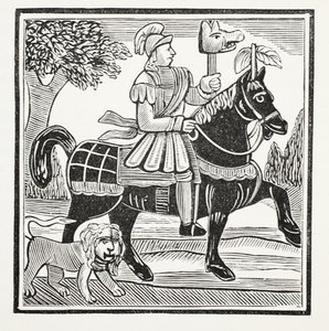 Die Geschichte von Guy, Earl of Warwick, Illustration aus Chap-books des achtzehnten Jahrhunderts von John Ashton, veröffentlicht 1882 von English School