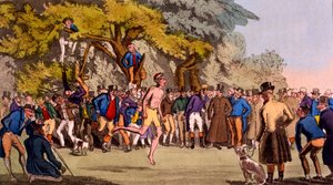 Das Hüpfen auf Clapham Common, aus Egans Sporting Anecdotes, veröffentlicht 1827