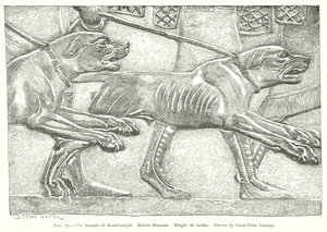 Die Hunde von Assurbanipal. Britisches Museum von English School