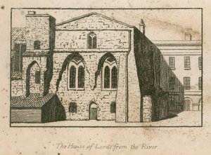 Das House of Lords vom Fluss aus von English School